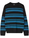 Ps By Paul Smith Black Raised Stripe Merino Wool Sweater In Black