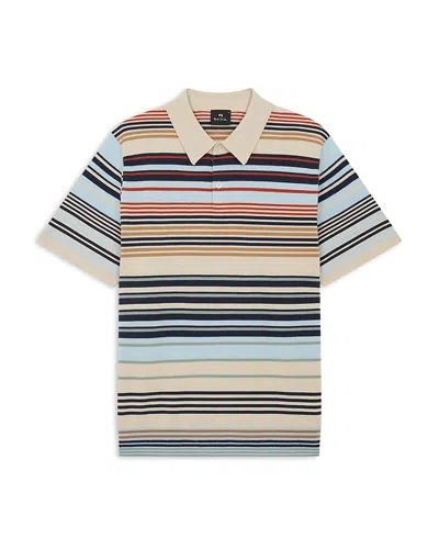 PS BY PAUL SMITH STRIPED MERINO WOOL KNIT POLO SHIRT