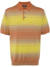 Ps By Paul Smith Yellow And Orange Stripe Merino Wool Polo Shirt Red In Orange