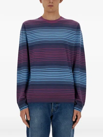 Ps By Paul Smith Striped Merino Wool Sweater In Blue