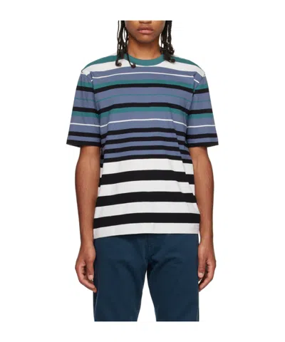 Ps By Paul Smith Striped Organic Cotton T-shirt In Blue