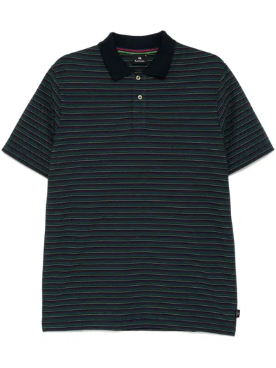 Ps By Paul Smith Striped Polo Shirt In Blue