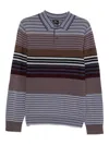 Ps By Paul Smith Purple Merino Wool Stripe Long-sleeve Polo Shirt In Multi