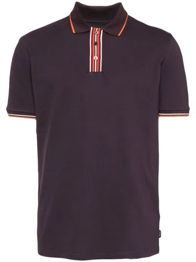 Ps By Paul Smith Striped Polo Shirt In Purple