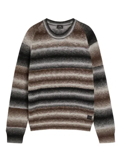 Ps By Paul Smith Striped Round-neck Sweater In Brown