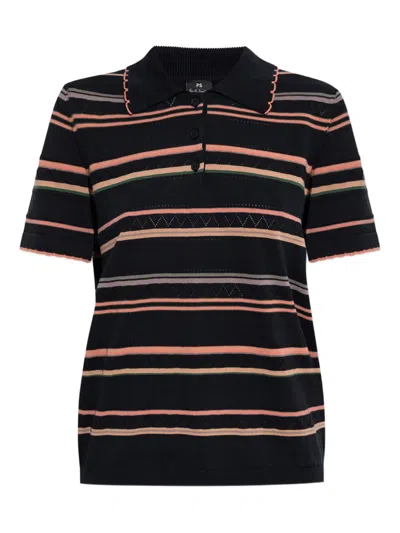 Ps By Paul Smith Striped Scalloped-edge Polo Shirt