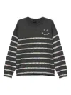 Ps By Paul Smith Striped Smiley-face Sweater In Gray