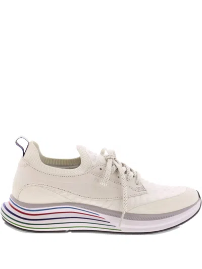 Ps By Paul Smith Striped-sole Knitted-panel Sneakers In White