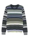 Ps By Paul Smith Multi-stripe Merino Wool Sweater Blue In Blue