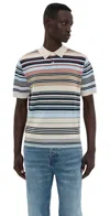 Ps By Paul Smith Ecru Multi-stripe Merino Wool Polo Shirt White In Ice White