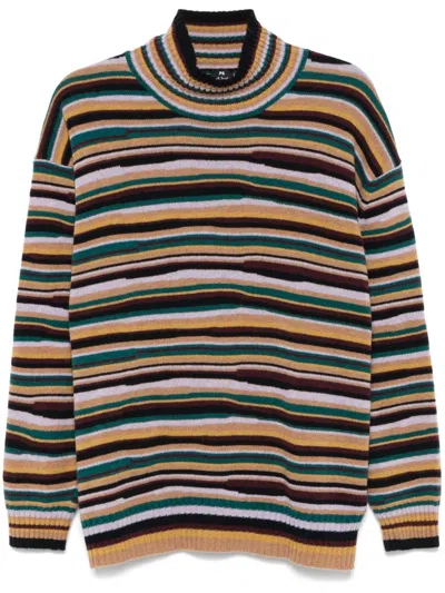 Ps By Paul Smith Striped Sweater In Red