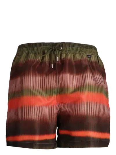 Ps By Paul Smith Striped Swim Shorts In Green