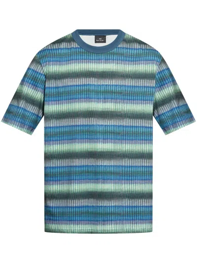 Ps By Paul Smith Ps Paul Smith Striped Cotton T-shirt In Blue
