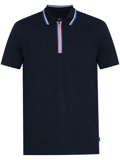 Ps By Paul Smith Striped-trim Polo Shirt In Blue
