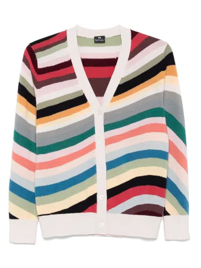 Ps By Paul Smith Striped Wool Cardigan In Multi