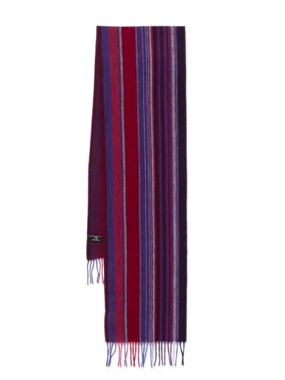 Ps By Paul Smith Striped Wool Scarf In Red