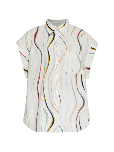 Ps By Paul Smith Striped-pattern Chest-pocket Shirt In White