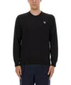 Ps By Paul Smith Black Zebra Logo Knitted Cotton Sweater In Black