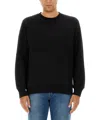 Ps By Paul Smith Black Cotton Sweatshirt With Embossed Design In Multi