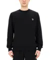 Ps By Paul Smith Black Zebra Logo Knitted Cotton Sweater In Black