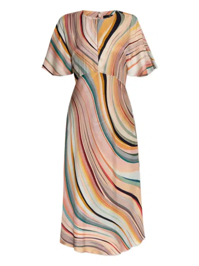 Ps By Paul Smith Swirl Bell-sleeve Dress In Multi