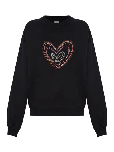Ps By Paul Smith Ps Paul Smith Swirl Heart Cotton Sweatshirt In Black