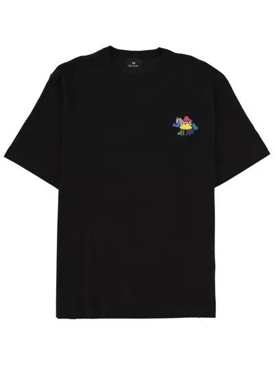Ps By Paul Smith Black Logo Crew Neck T-shirt In Multi