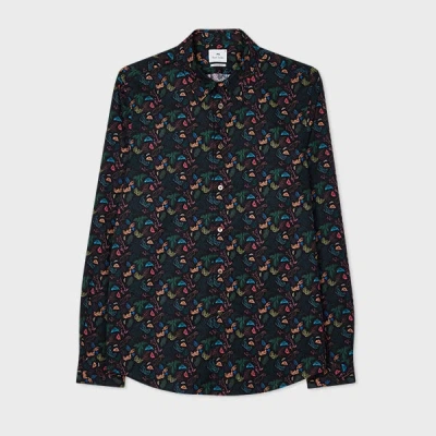 Ps By Paul Smith Leaf Print Tailored Shirt In Black