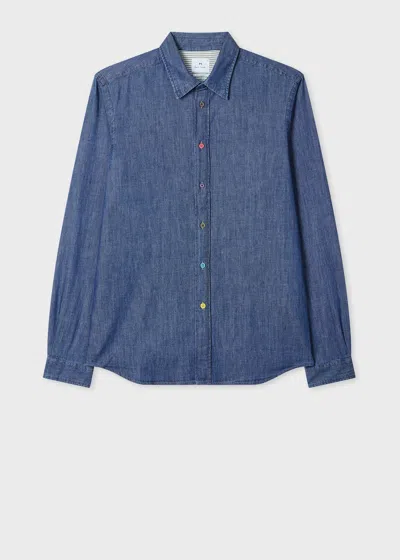 Ps By Paul Smith Tailored-fit Indigo Denim Shirt Blue