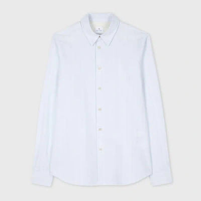 Ps By Paul Smith Tailored-fit Light Blue 'broken Stripe' Cotton Shirt