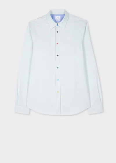 Ps By Paul Smith Tailored-fit Mint Green Cotton Shirt With 'sports Stripe' Buttons