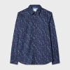 Ps By Paul Smith Tailored-fit Navy 'dice' Print Shirt Blue In Blue