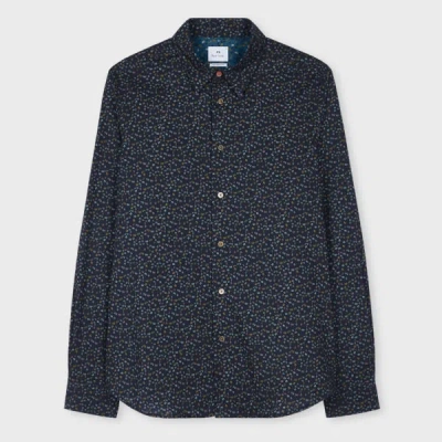 Ps By Paul Smith Ps Paul Smith Floral-print Stretch-cotton Shirt In Blue