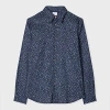 Ps By Paul Smith Tailored-fit Navy 'shamrock' Print Shirt Blue In Blue