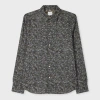 Ps By Paul Smith Tailored-fit Navy 'textured Floral' Print Shirt Blue In Blue
