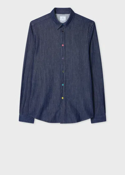 Ps By Paul Smith Tailored-fit Rinse Denim Shirt Blue