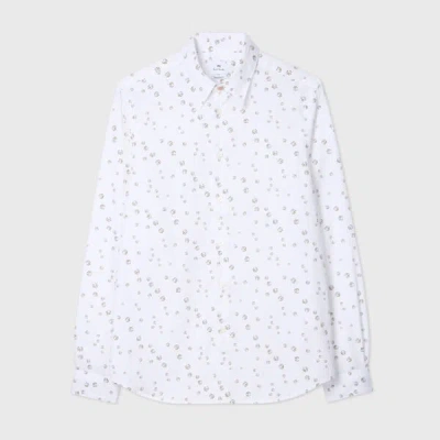 Ps By Paul Smith Tailored-fit White 'dice' Print Shirt