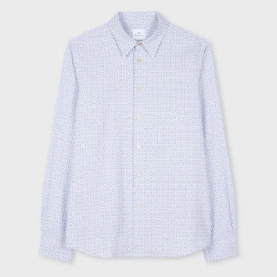 Ps By Paul Smith Tailored-fit White Geometric Dobby Cotton Shirt