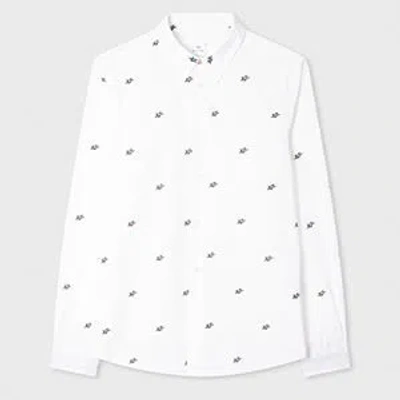 Ps By Paul Smith Tailored-fit White 'star' Print Shirt