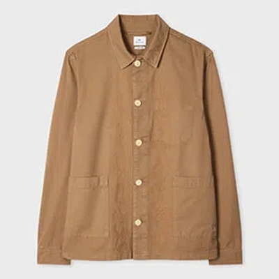 Ps By Paul Smith Tan Embroidered-floral Cotton Work Jacket Brown