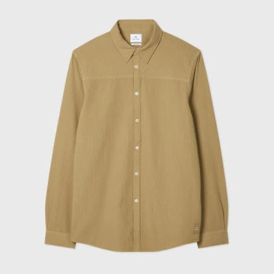 Ps By Paul Smith Tan Textured-cotton Shirt Brown