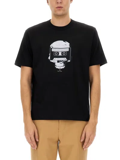 Ps By Paul Smith Skull Tape Print T-shirt In Black