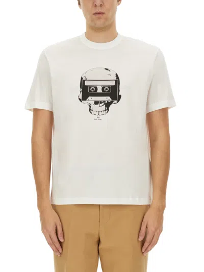 Ps By Paul Smith "tape Skull" T-shirt In White