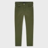 Ps By Paul Smith Tapered-fit Dark Khaki Garment-dyed Organic Cotton-stretch Jeans Green In Green