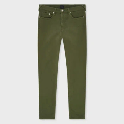 Ps By Paul Smith Tapered-fit Dark Khaki Garment-dyed Organic Cotton-stretch Jeans Green
