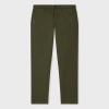 Ps By Paul Smith Tapered-fit Dark Khaki Stretch-cotton Chinos Green In Green
