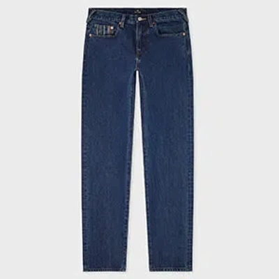 Ps By Paul Smith Tapered-fit Dark-wash Jeans With Embroidered Coin Pocket Blue