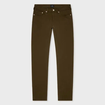 Ps By Paul Smith Tapered-fit Khaki Green Garment-dyed Organic Cotton-stretch Jeans In Brown