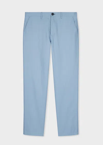 Ps By Paul Smith Tapered-fit Light Blue Cotton-linen Chinos