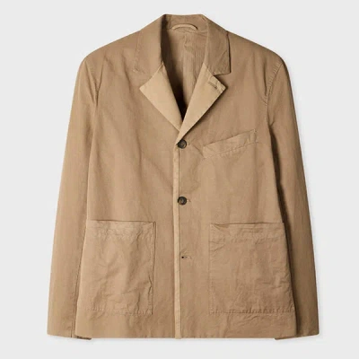 Ps By Paul Smith Taupe Cotton-linen Three-button Jacket Brown